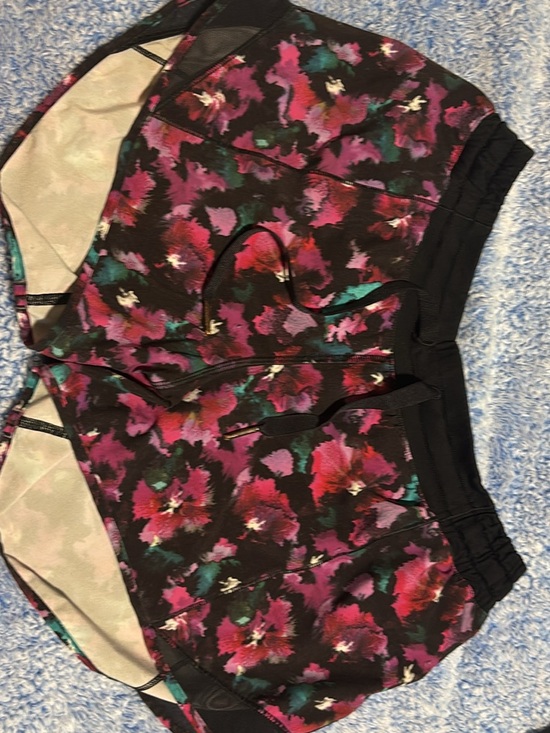 lululemon athletica Pants - lululemon athletica Women's Black Floral Athletic Shorts Size 8 or 10 ( unsure )